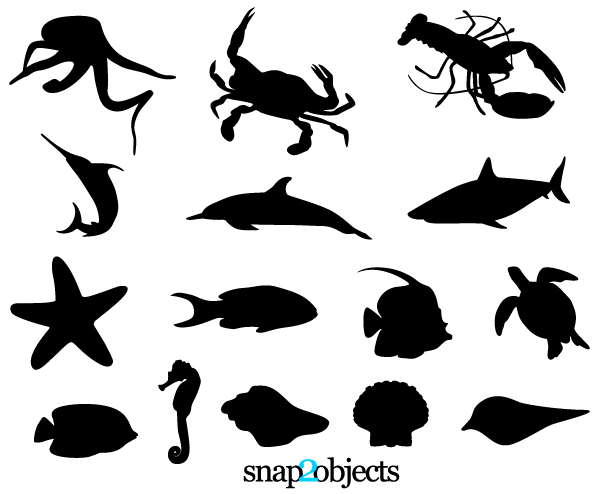 Sea Life Silhouettes Free Vector