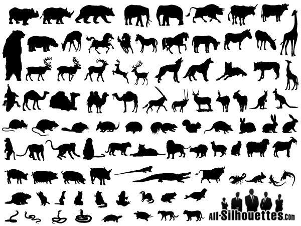 Animals Silhouettes Free Vector Collection