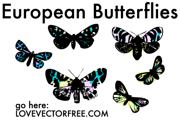 Vector Stained Glass Butterflies