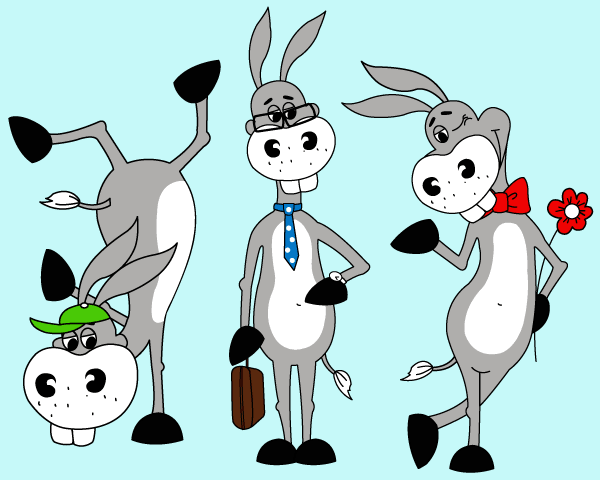 Funny Cartoon Donkey Vector Art
