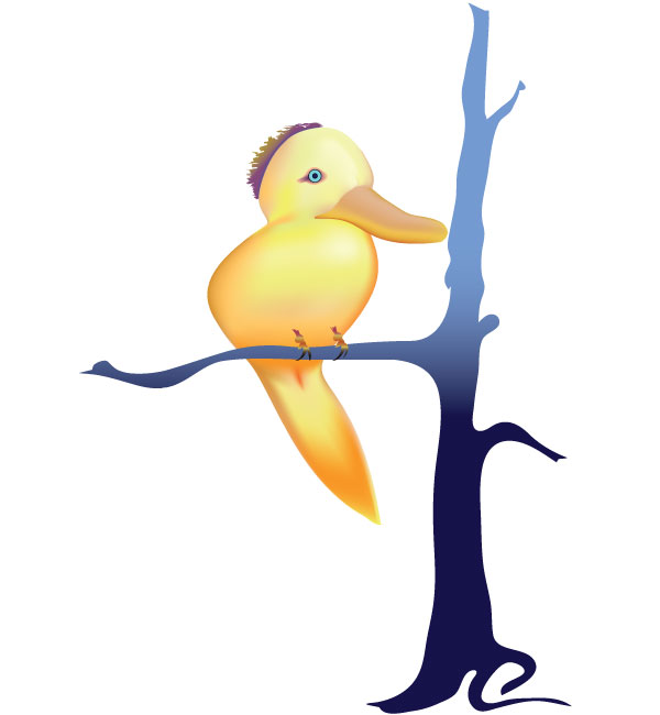 Vector Cute Yellow Bird Cartoon