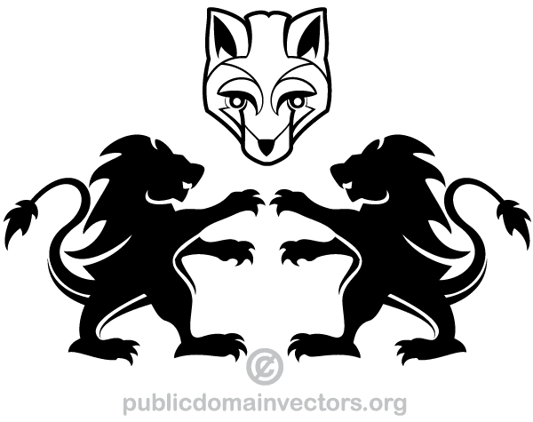 Vector Heraldic Lion and Fox