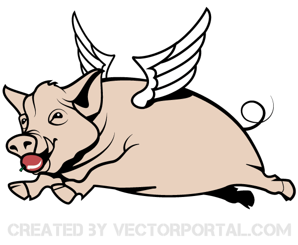 Flying Pig Vector Graphics