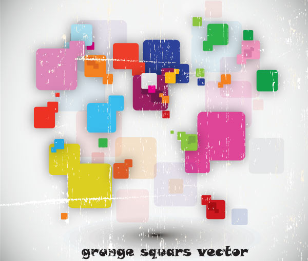 Colorful Grunge Squares Background Free Vector