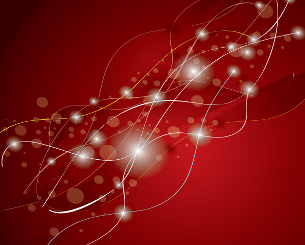 Abstract Glowing Lines Red Background with Stars Vector Design