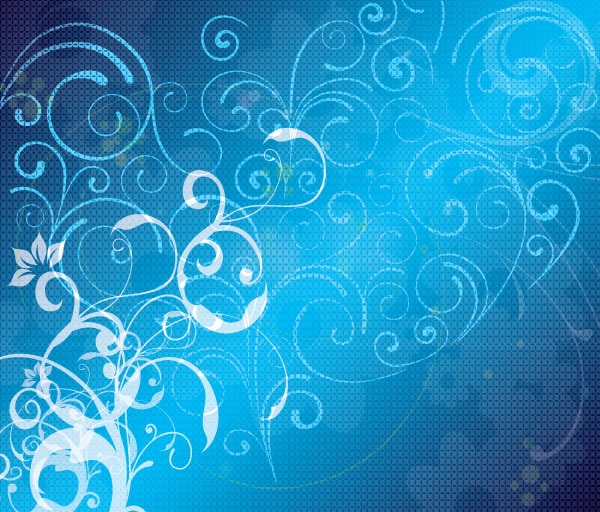 Abstract Blue Floral Vector Background Design