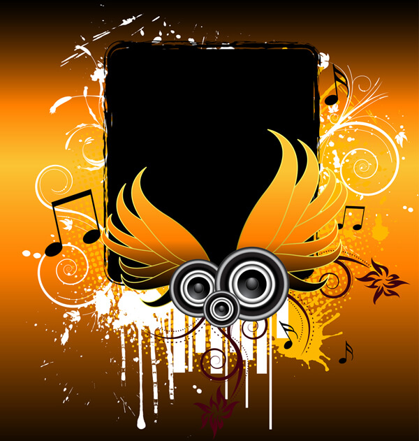 Grungy Music Vector Wings Banner