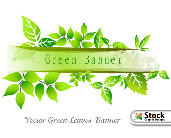Green Leaves Banner Vector Art