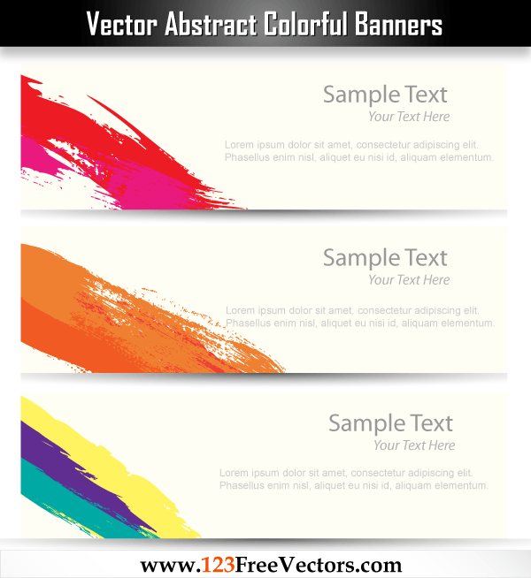 Vector Abstract Colorful Brush Strokes Banners