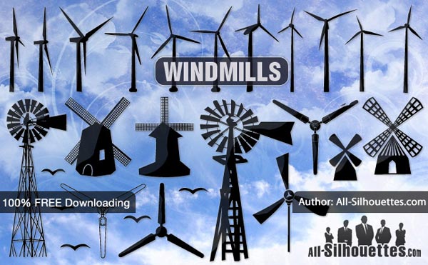 Free Vector Windmill Silhouettes