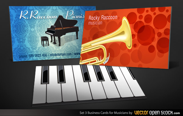 Vector Illustration Musicians Business Cards Designs Set-3