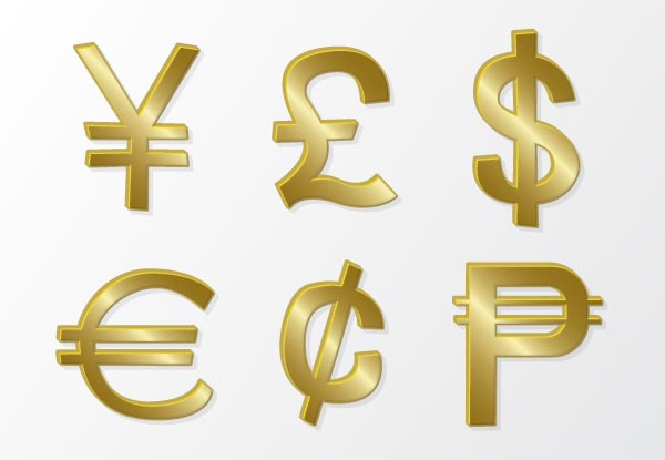 Golden Currency Symbols Free Vector