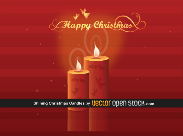 Christmas Candles on Red Background Vector