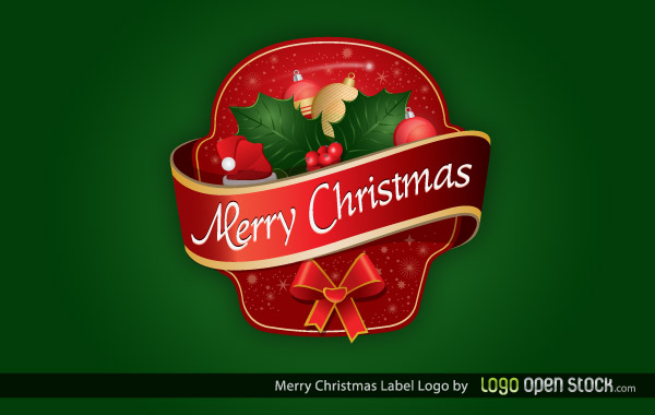 Merry Christmas Label Vector Free