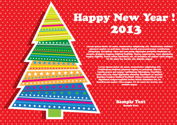 Happy New Year 2013 Christmas Tree Vector Illustration