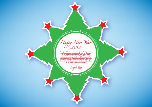 Happy New Year 2013 Green Sticker Free Vector