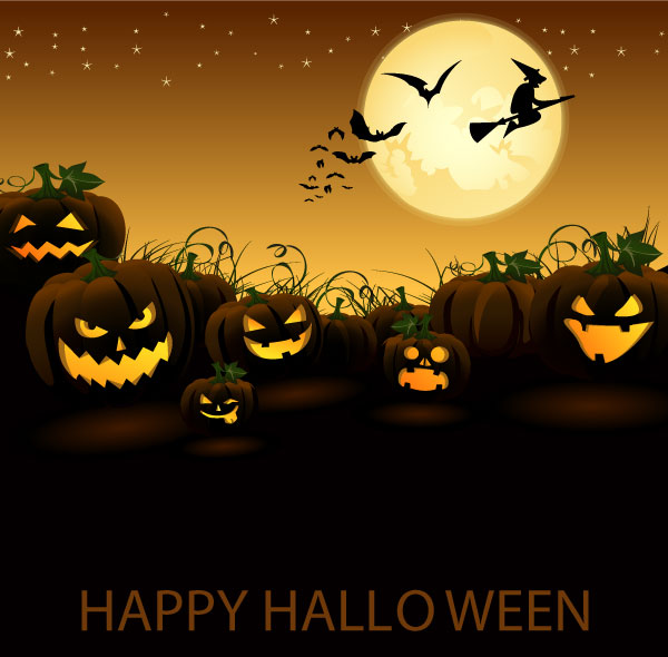 Jack O’ Lantern Pumpkin in Halloween Night Vector Free