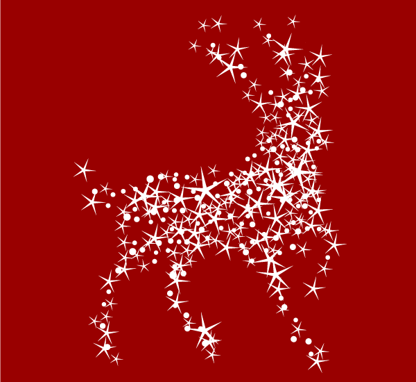 Magic Christmas Reindeer with Stars on Red Background Vector