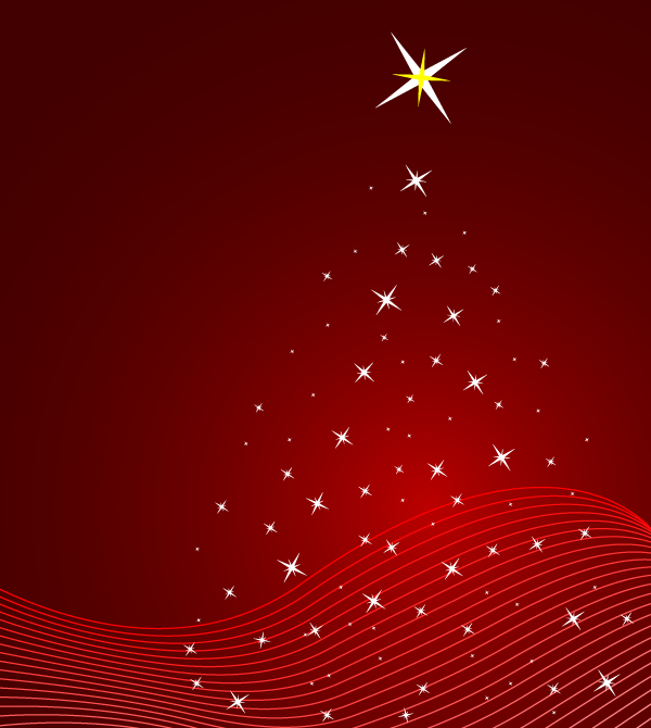 Vector Red Christmas Background with Stars