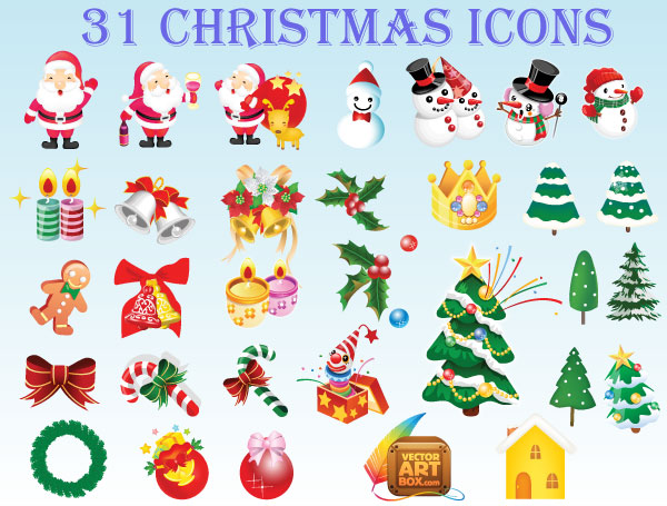 Christmas Icons Free Vector Set