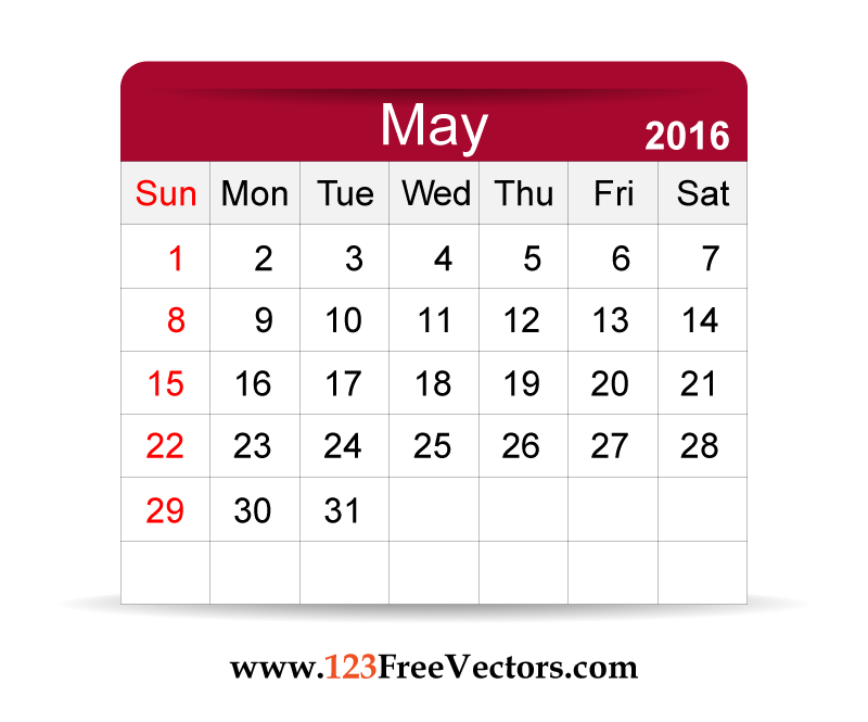 Free Vector 2016 Calendar May
