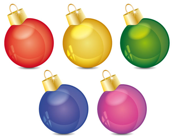 Shiny Christmas Ball Ornaments Vector
