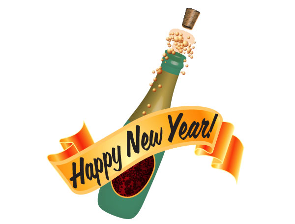 Happy New Year Champagne Bottle Vector