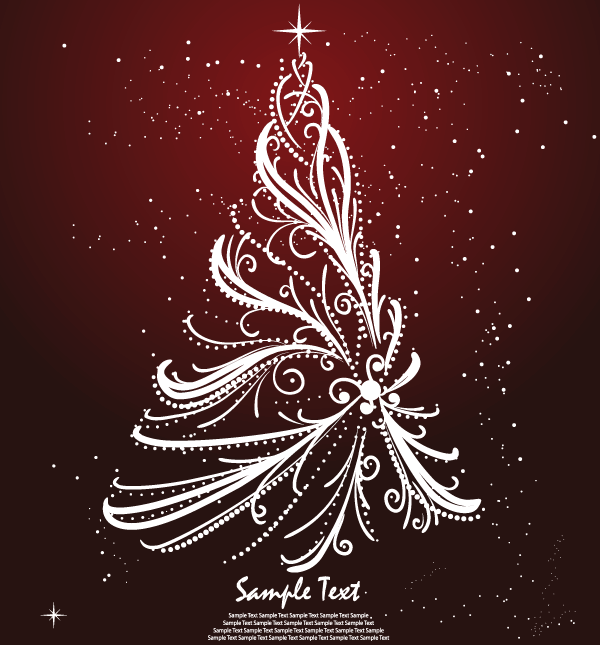 Vector Christmas Tree Greeting Card Design