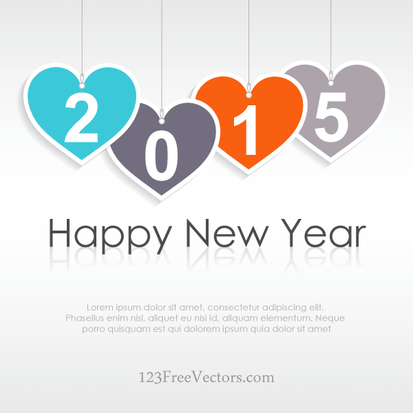 Vector Hanging Heart with Text 2015 on Abstract Background Greeting Card