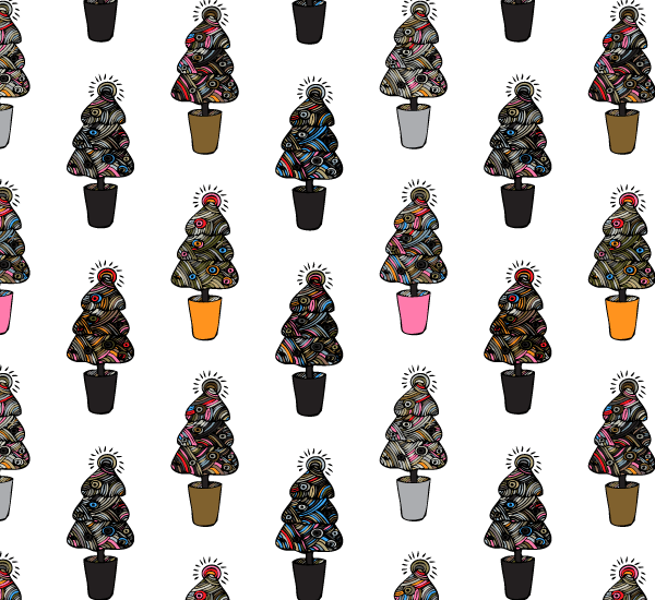 Doodle Christmas Trees Photoshop and Illustrator Pattern Swatches