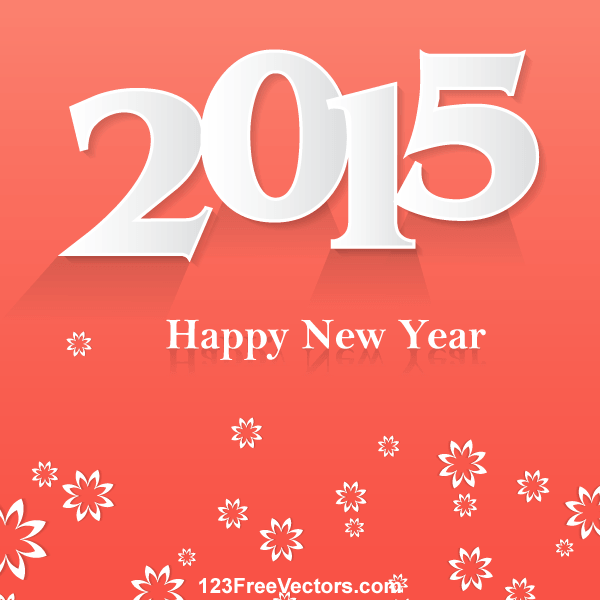 Happy New Year 2015 Vector Background with Flowers