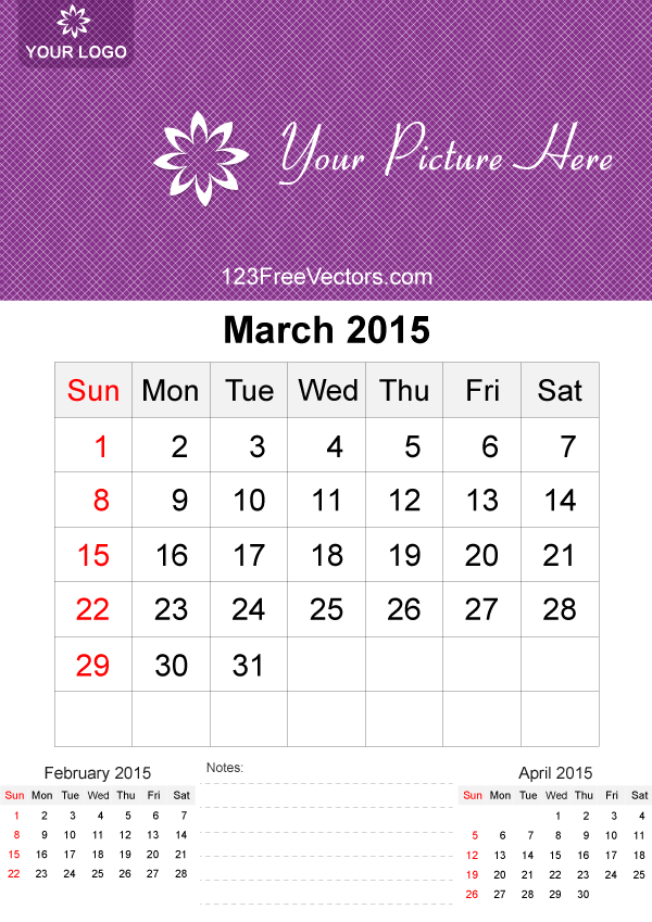 March 2015 Calendar Template Vector Free