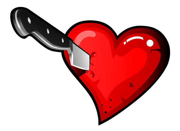 Stabbing Heart with Knife Vector Image
