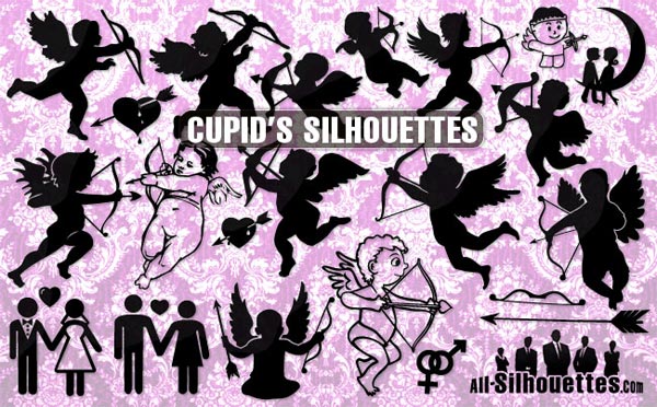 Cupid Angels Vector Silhouettes Free