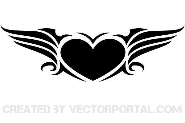Vector Winged Heart Clip Art