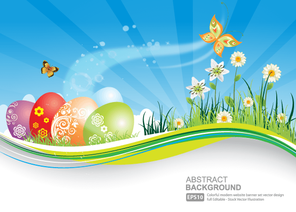 Vector Easter Background with Colorful Easter Eggs Graphics