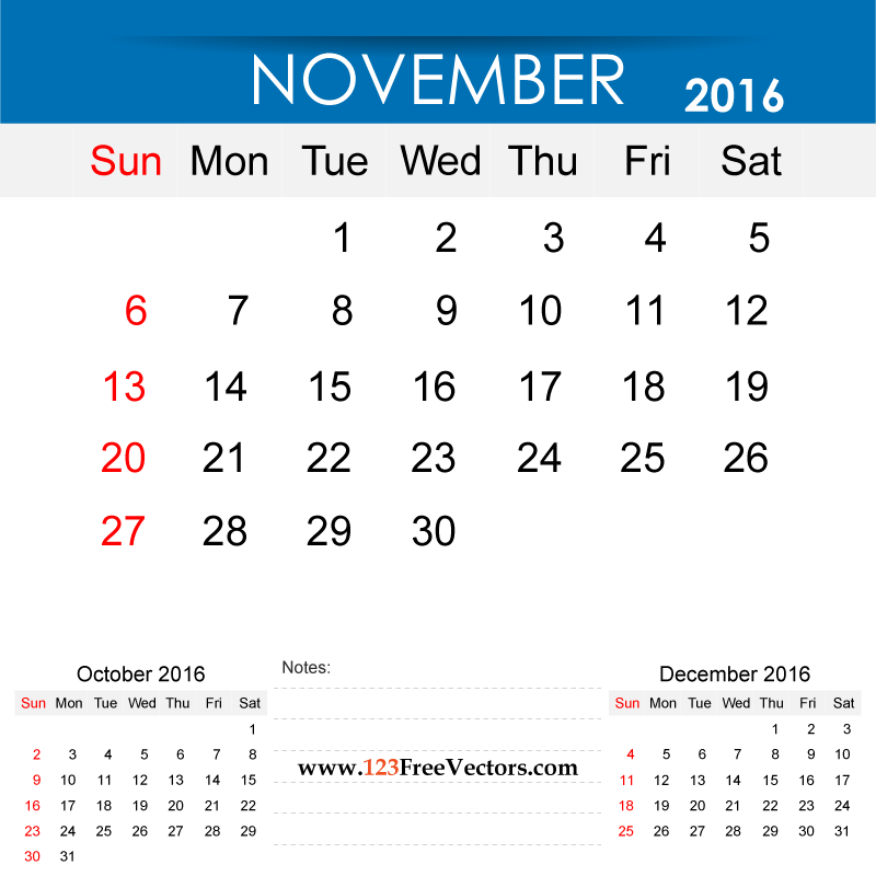 November 2016 Calendar Printable
