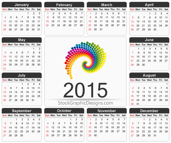Printable 2015 Calendar Template Vector Free