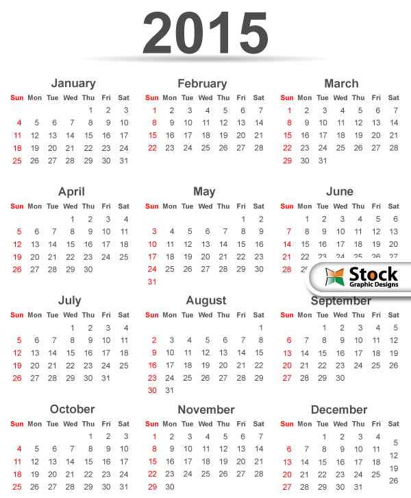 Simple 2015 Calendar Template Vector Free