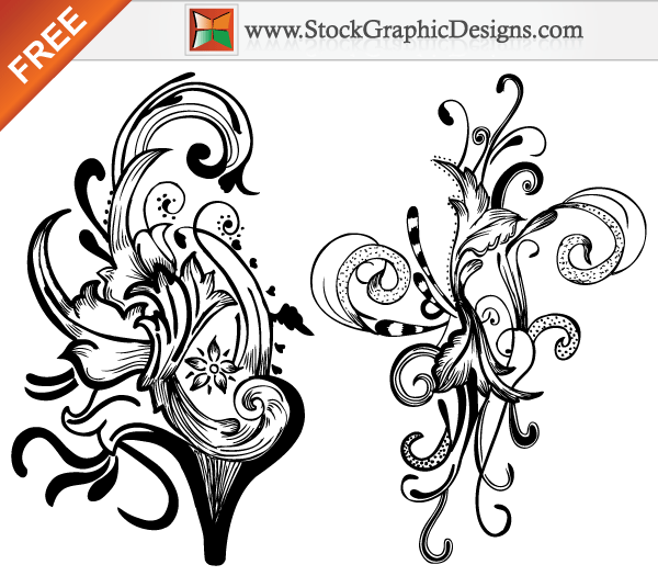 Hand Drawn Floral Elements Free Vector Illustration