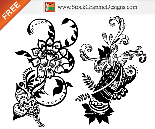Set of Hand Floral Free Vector Graphics