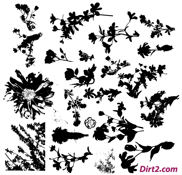 Download Free Floral Silhouette Illustrator Vector Pack | Download ...