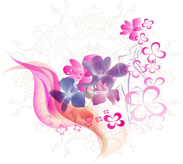 Pink Flowers Vector Image