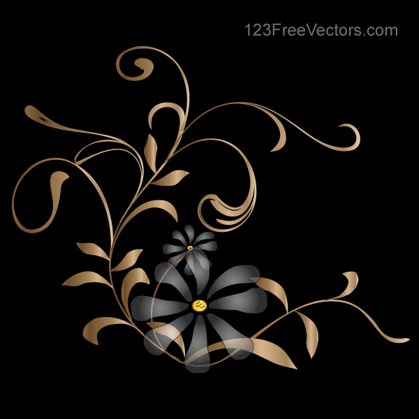 Vector Background with Golden Floral