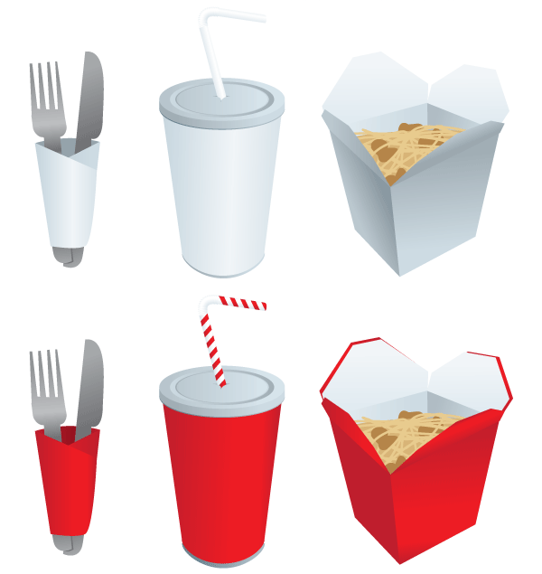 Fast Food Elements Free Vector Set
