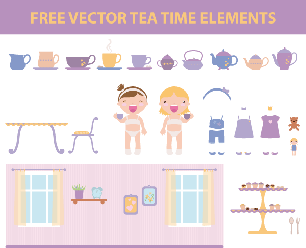 Vector Tea Time Elements