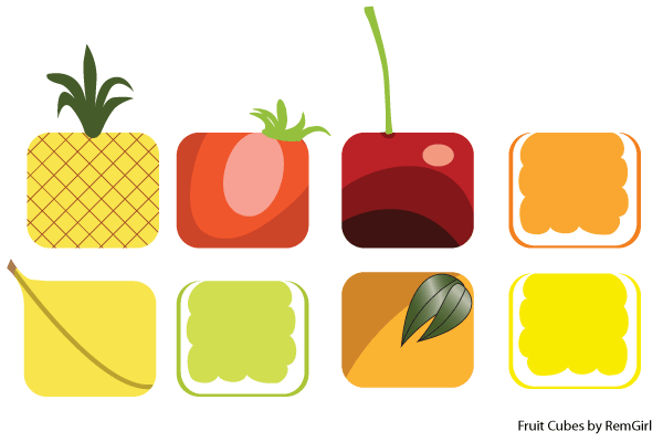 Vector Fruit Cubes