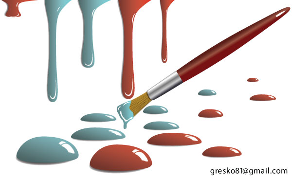 Paint Drops and Paint Brush Free Vector