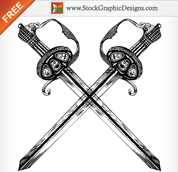 heraldic crossed swords 12304938 Vector Art at Vecteezy