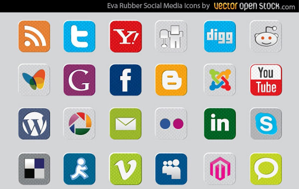 Rubber Social Media Vector Icons